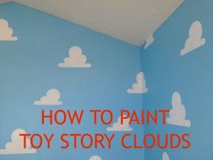 How to Paint Toy Story Clouds Nursery Clouds, Toy Story Bedroom, Toy Story Nursery, Toy Story Clouds, Toy Story Room, Disney Bedrooms, Disney Rooms, Disney Nursery, Baby Boy Nursery