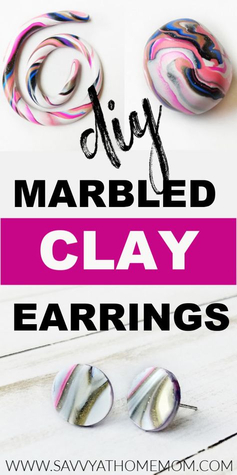 How To Mix Clay Colors, How To Make Marbled Clay Earrings, Clay Studs Diy, Selling Clay Earrings, Polymer Clay Stud Earrings Diy How To Make, Diy Earrings To Sell, Clay Jewellery Tutorial, Polymore Clay Jewelry, Polymer Clay Blending Techniques