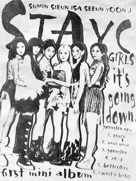 Kpop Grunge Poster, Stayc Poster Prints, Black Kpop Poster, Stayc Prints, Black And White Kpop Posters, Kpop Poster Prints, Stayc Poster, Halftone Poster, Jessi Kpop