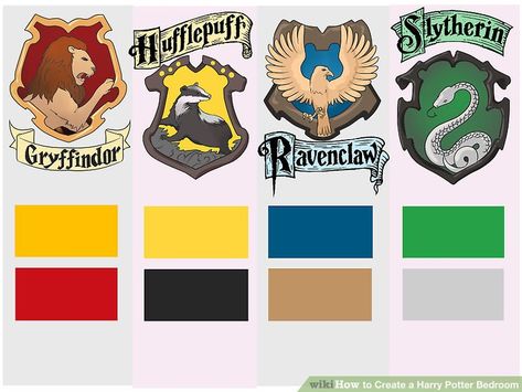 Hogwarts House Color Palette, Harry Potter Houses Colors, Harry Potter Braces Colors, Hogwarts Gryffindor Uniform, Robes Harry Potter, Harry Potter Color Palette, Slytherin Makeup, Hufflepuff Bedroom, Harry Potter House Colors