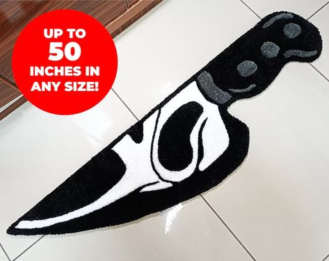 Ghost Face Knife Carpet Ghost Face Killer Scream Tufted - Etsy Turkey Ghost Face, Knife Painting, Small Canvas Art, Ghost Faces, Diy Rug, Small Canvas, Tufted Rug, Painting Crafts, Scream