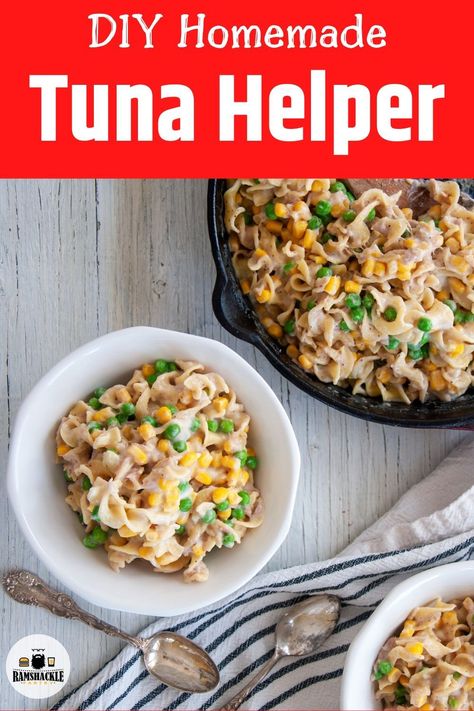 This is a classic homemade tuna skillet dish that is an easy dinner recipe to put together with what you already have in your pantry. Throw it together in minutes and make a flavorful and filling DIY Tuna Helper dish you can make in your regular or cast-iron skillet. Tuna Hamburger Helper, Healthy Tuna Helper, Homemade Tuna Helper Recipes, Diy Tuna Helper, Homemade Tuna Helper Easy, Tuna Skillet Recipes, Tuna Helper Recipe Easy, Tuna Helper Homemade, Canned Tuna Recipes Dinners