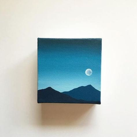 30 DIY Easy Canvas Painting Ideas for Beginners Canvas Art Ideas Easy Acrylic Paintings, Miniature Watercolor Painting, Twilight Blue, Small Canvas Paintings, Simple Canvas Paintings, Cute Canvas Paintings, Easy Canvas Art, Easy Canvas Painting, Canvas Painting Diy