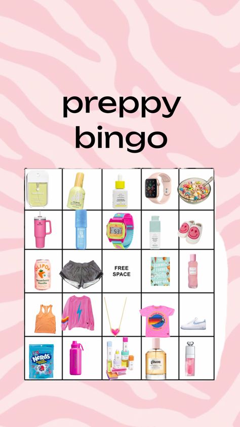 preppy bingo!!! 🤗💐☀️ Preppy Bingo, Girl Wishlist, Bingo Birthday, 11 Birthday, Shuffles Preppy, Dream Ideas, Preppy Inspiration, Preppy Stuff, Cute Lazy Day Outfits