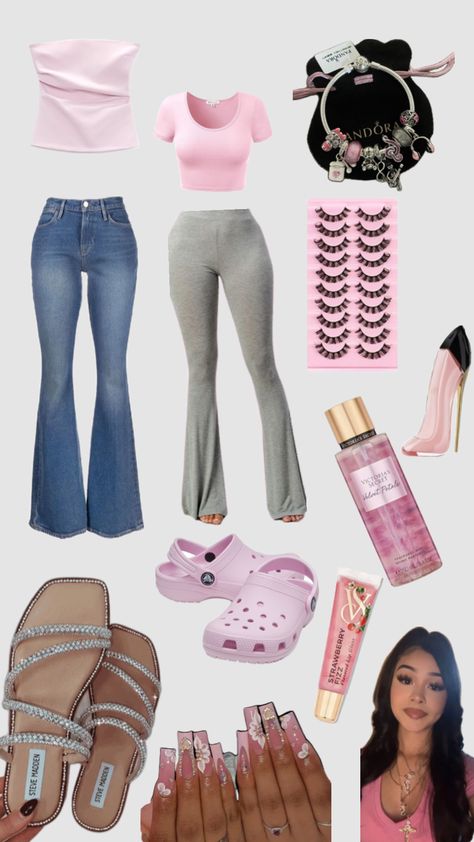 Pink cute n comfy fits 🌸💕🎀 COMMENT EMOJIS FOR EMOJI INSPIRED FITS🌸💕🎀#pink #girly #latina #crocs #pinkfit #outfit #fitinspo #fit #pinkaesthetic #pandora #victoriassecret #baddie Comfy Outfits Baddie, Pink Crocs Outfit, Latina Clothes, Cute Easy Outfits For School, Cute College Outfits, Classy Halloween Costumes, Latina Outfits, Latina Fashion Outfits, Outfit Inspo Casual