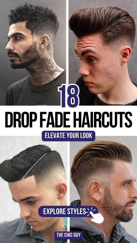 Stylish Drop Fade Haircuts for Men to Try Drop Down Fade Haircut, Low Drop Fade With Design, Drop Fade Design, Mid Drop Fade Haircut, Low Drop Fade Haircut, Faded Haircut For Men, Box Braids Short, Fade Haircuts For Men, Natural Hair Haircuts