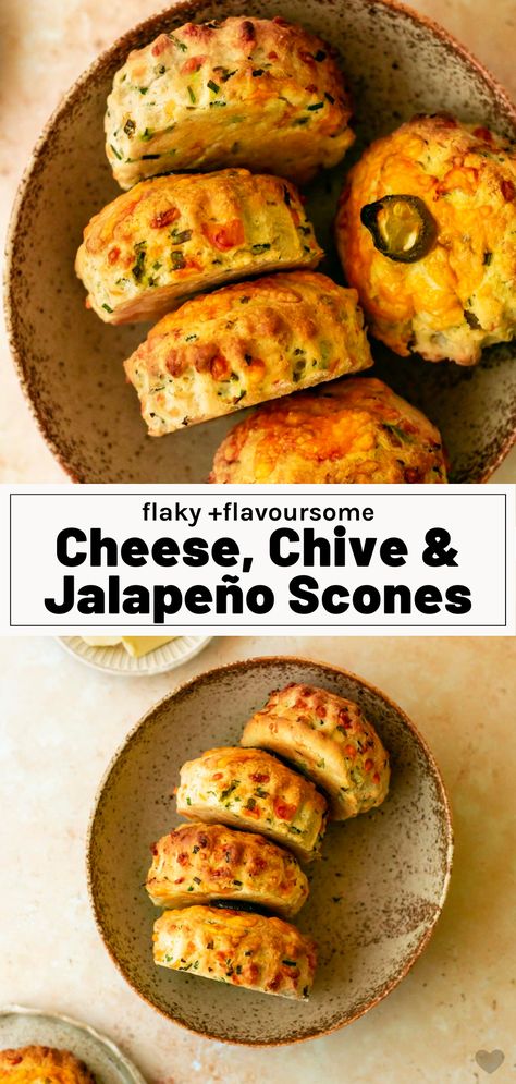 Cheese, Chive and Jalapeño Scones - Shivani Loves Food Jalapeño Scones, Jalapeno Scones, Savory Scones Recipe, Savoury Scones, Cheese Toast Recipe, Vegan Blueberry Muffins, Cheese Scones, Savory Scones, Healthy Plant Based Recipes