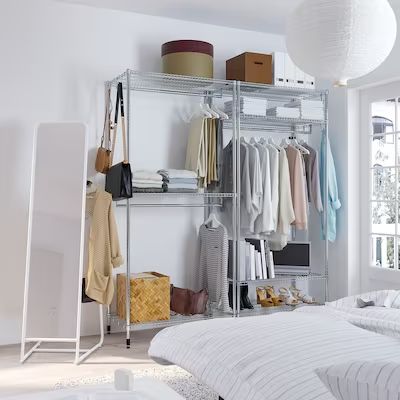 Open Wardrobe - Open Wardrobes System - IKEA Ikea Clothing Storage, Ikea Omar, Ikea Shelving Unit, Ikea Wardrobe, Wardrobe Systems, Scandinavian Furniture Design, Open Wardrobe, Open Closet, Ikea Bedroom