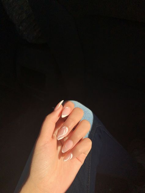 white lines/squiggles elegant and classy acrylic nail design Nails With Squiggles, Classy Acrylic, White Liners, White Acrylic Nails, Lines On Nails, Classy Acrylic Nails, White Nail Designs, Beauty Inspo, White Acrylic