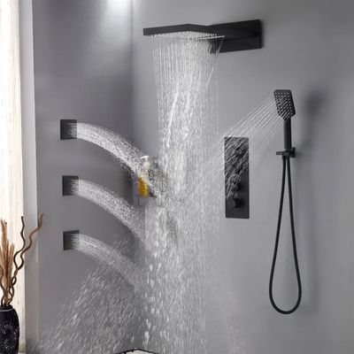 Rain Shower System, Waterfall Shower, Master Shower, Bad Inspiration, Luxury Shower, Shower Faucet Sets, Body Sprays, Bathroom Remodel Shower, Renovation Design