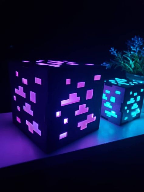 Minecraft Lamp, Shop Minecraft, Minecraft Room Decor, Halloween Lamp, Minecraft Bedroom Decor, Halloween Lamps, Color Lamp, Antlers Decor, Minecraft Bedroom