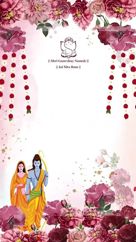 Ram Mandir Invitation Card, Ramayan Path Invitation Card, Wedding Pdf Invitations, Home Inauguration Invitation Card, Kirtan Invitation Card, Hindu Wedding Invitation Background, Indian Invitation Template, Hindu Wedding Invitation Card Design, Unique Wedding Invitation Cards