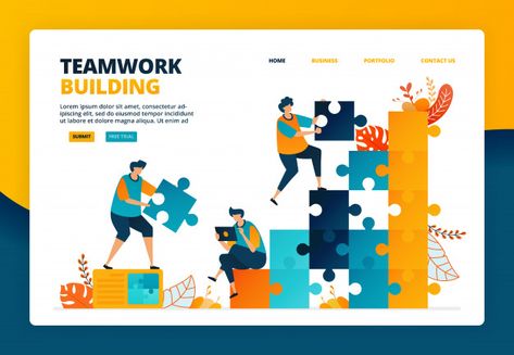 Cartoon illustration of teamwork and collaboration in improving company performance. Planning and strategy for develop employees. Vector design for landing page website web banner mobile apps poster  #illustration #vector #cartoon #character #people #teamwork #team #cooperation #success #business #partnership #group #unity #support #together #work #corporate #successful #company #join #trust #collaborate #stack #collaboration #leader #strategy #pile #partners #leadership #piece #jigsaw #puzzle # Team Work Clip Art, Traditional Chinese House, Site Banner, Successful Company, Business Partnership, Landing Page Website, Class Library, Banner Web, Building Icon