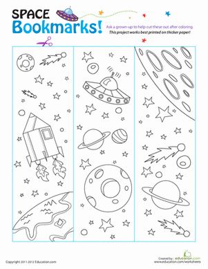 Prepare your kid to take off on a new reading adventure with these space-themed bookmarks that are truly out of this world. Space Bookmarks Free Printable, Library Bookmarks, Free Printable Bookmarks, Space Classroom, Reading Adventure, Coloring Bookmarks, Bookmarks Kids, 1st Grade Worksheets, Space Party