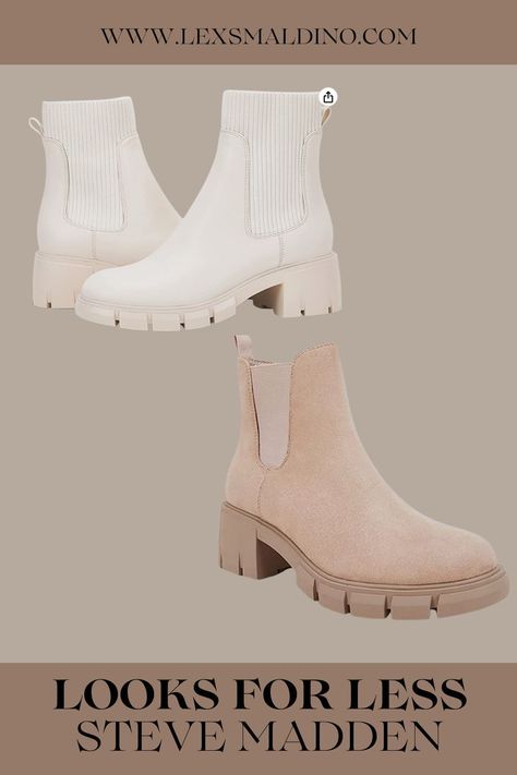 Looks for less with steve madden. Dupes for the popular howler boot! Love both of these finds from amazon. Fall 2022 boots. Fall 2022 trendy shoes for women. Trendy Shoes 2022 Winter, Women Winter Shoes 2022, Womens Shoe Trends 2022, Steve Madden Howler Boot Outfits, Popular Ankle Boots 2022, Womens Boots Fall 2022, Womens Winter Shoes 2022, White Steve Madden Boots Outfit, Popular Womens Shoes 2022