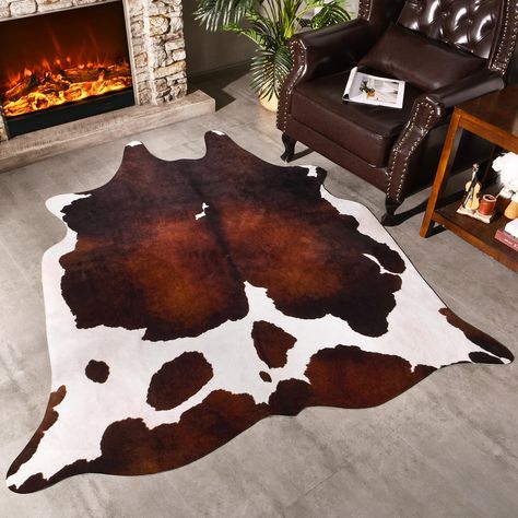 PRICES MAY VARY. ❃Versatile Cow Hide Rug: Faux cow print rug is marrying modern and rustic elements, supple and shed-free, is versatile enough to fit into any room. May be used as area rugs, upholstery, wall hangings, photography props, or fashion accessories ❃Exquisite Material: Cow skin rug makes with crystal velvet fabric, bringing you a very soft and comfortable feeling touch whether as a carpet or a seat cushion. Synthetic non-slip suede backing keeps the carpet from moving around on the fl Western Farmhouse Living Room, Cow Rugs, Upholstery Wall, Cow Print Rug, Cow Hide Rugs, Faux Cowhide Rug, Animal Skin Rug, Cow Rug, Western Farmhouse