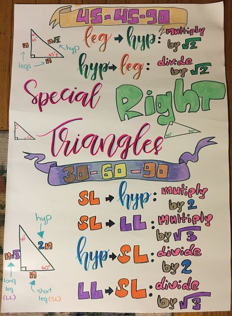 Special Right Triangles Special Right Triangles Activity, Special Right Triangles, High School Maths, Law Of Sines, Geometric Mean, Triangle Math, High School Geometry, Math Foldables, Math Models