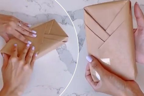 Wrap A Present With A Pocket, Wrap Present With Pocket, How To Wrap A Book With Pocket, How To Wrap A Present, Pocket Wrapping, Gen Lock, Professional Gift Ideas, Wrapping Inspiration, Wrap Presents