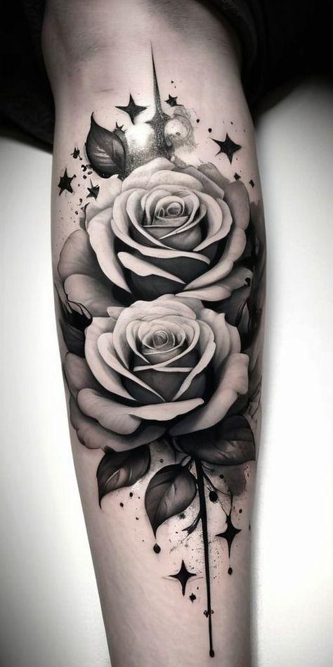 Black Rose Tattoo Meaning, Black And White Rose Tattoo, Roses Tattoo Design, Colorful Rose Tattoos, Black And Grey Rose Tattoo, 3d Rose Tattoo, Money Rose Tattoo, Dark Roses Tattoo, Scroll Tattoos