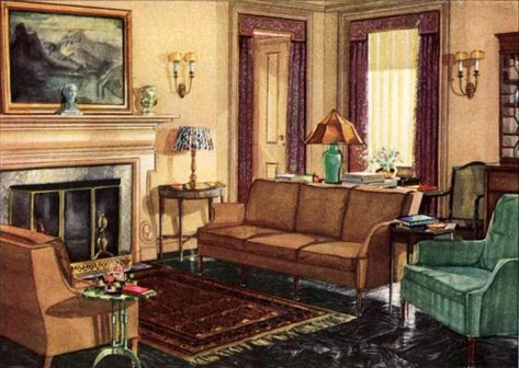 1930s Art Deco Interiors, 1920s Living Room, 20th Century House, 1920 House, 1920s Home Decor, 1920s Interior, Sala Vintage, 1920s Decor, Sofas Vintage