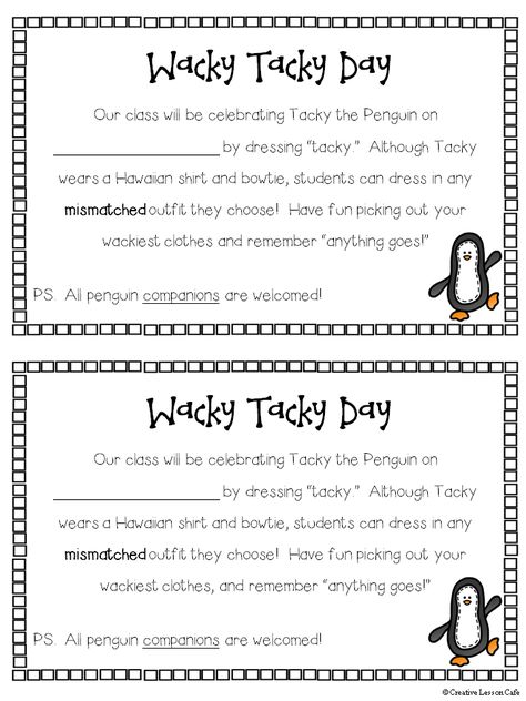 Wacky, Tacky the Penguin Fun! Preschool Penguin, Penguins Kindergarten, Tacky Day, Tacky The Penguin, Penguin Activities, Penguin Day, January Classroom, Craft Preschool, Teaching Themes