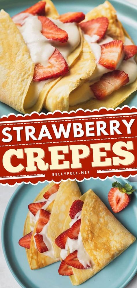 Creaps Recipe, Strawberry Crepes Recipe, Breakfast Ideas Brunch, Sweet Breakfast Ideas, Banana Nutella Crepes, Homemade Crepes, Sliced Fruit, Banana Crepes, Crepes Filling