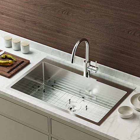 Amazon.com: Bonnlo 30 Inch Top mount Kitchen Sink Drop-in, Farmhouse Kitchen Sink with Sink Protector 18 Gauge, Workstation Sink, Stainless Steel Single Bowl Kitchen Sinks for RV, Travel Trailer, Garage, 30x22x9 : Everything Else Workstation Sink, Top Mount Kitchen Sink, Kitchen Sink Stainless Steel, Farmhouse Kitchen Sink, Kitchen Fixture, Sink Protector, Stainless Sink, Rv Kitchen, Single Bowl Kitchen Sink