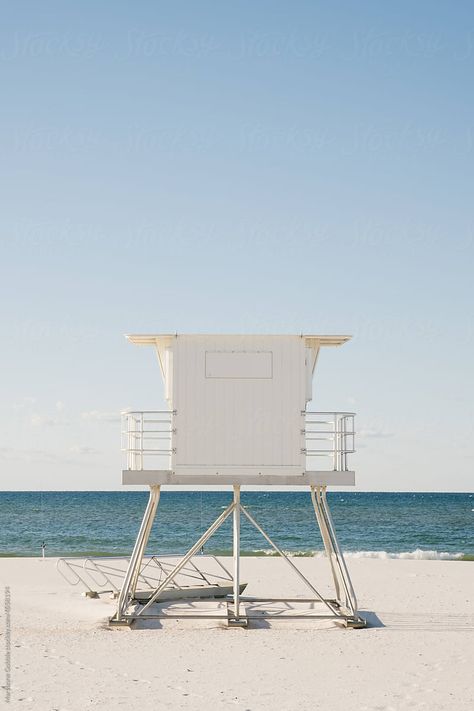 Simple Summer Beach with Lifeguard Tower and Blue Sky Copy Space Vintage Lifeguard Aesthetic, Lifeguard Tower Drawing, Lifeguard Tower Illustration, Life Guard Tower, Lifeguard Station, Lifeguard Stand, Pensacola Beach Florida, Beach Lifeguard Tower, Lifeguard Stands