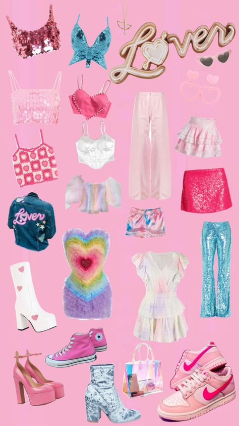 Preppy Outfits Concert, Loved Album Outfits, Lover Theme Outfit, Taylor Themed Outfits, Lovers Tour Outfit, Taylor Swift Lovers Outfit Ideas, Taylor Swift Lover Era Costume, Lover Tour Outfit Ideas, Taylor Swift Concert Outfit Inspo 1989