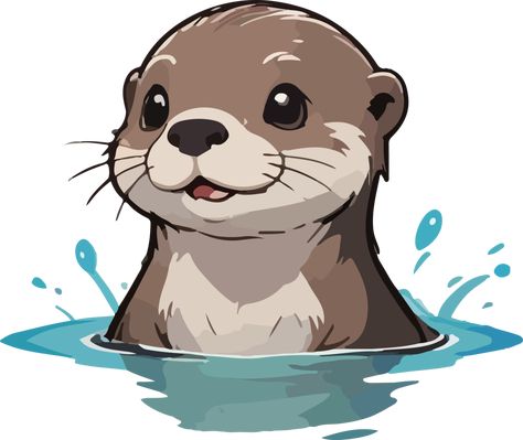 AI generated Cute Otter Cartoon Otter Drawings Cute, Sea Otter Cartoon, Otter Sketch Easy, Cute Otter Drawing Easy, Otter Art Illustration, Otter Cute Art, Aesthetic Cartoon Animals, Otter Outline, Otter Icon