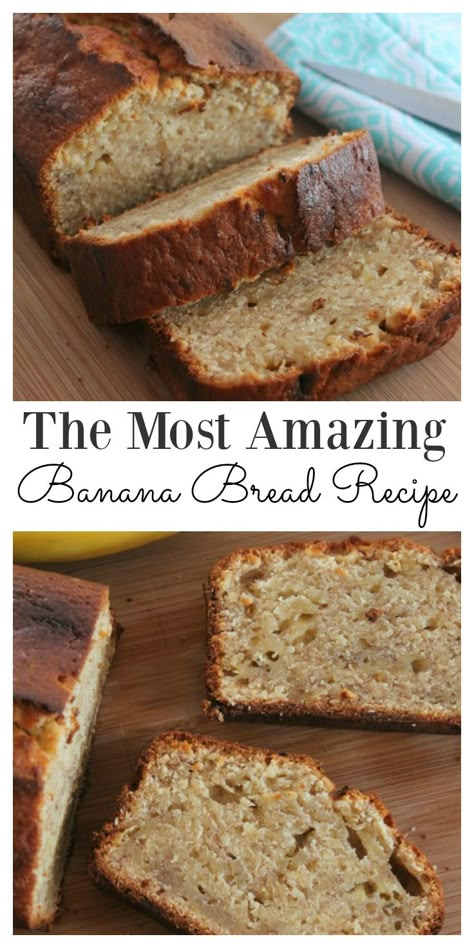 This simple and easy banana bread recipe will make your family think you have turned into a domestic goddess. It is light, fluffy, most and oh so incredibly delicious. Just the smell coming from the oven is enough to drive you crazy for it. Cake Pop Recipes, Banana Bread Recipe Healthy, Banana Bread Recipe Moist, Holiday Bread, Easy Banana Bread Recipe, Moist Banana Bread, Christmas Morning Breakfast, Bread Breakfast, Bread Easy