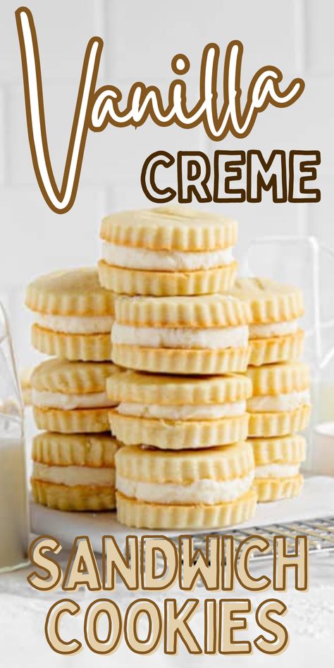 Vanilla Oreos Recipe, Vanilla Sandwich Cookie Recipes, Vanilla Oreo Cookies, Vanilla Oreo Cookie Recipes, Sandwich Cookie Filling Recipe, Vanilla Sandwich Cookies, Easy Cookie Sandwich Recipe, Cookie Filling Recipe, Cookie Fillings