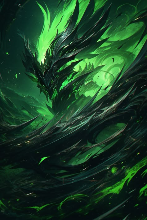 Green Demon Art, Dnd Oni, Black And Green Dragon, Ghost Power, Dark Angel Wallpaper, Green Demon, Evil Knight, Arte Grunge, Dark Fantasy Artwork