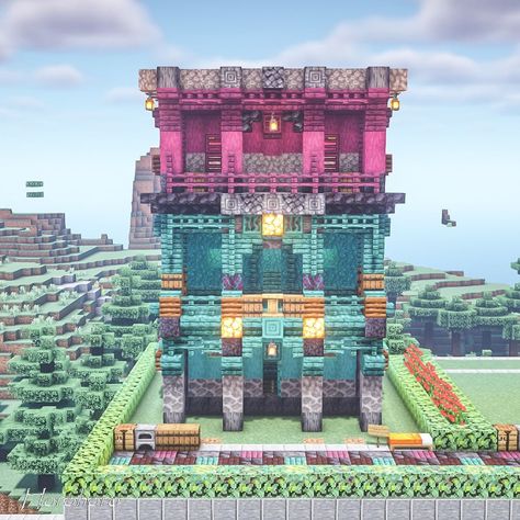 Minecraft Gradient Builds, Minecraft Block Palette Mangrove, Wood Castle Minecraft, Minecraft Block Pallets Castle, Minecraft Wood Mansion, Minecraft Architecture, Minecraft Projects, Minecraft Designs, Game Inspiration