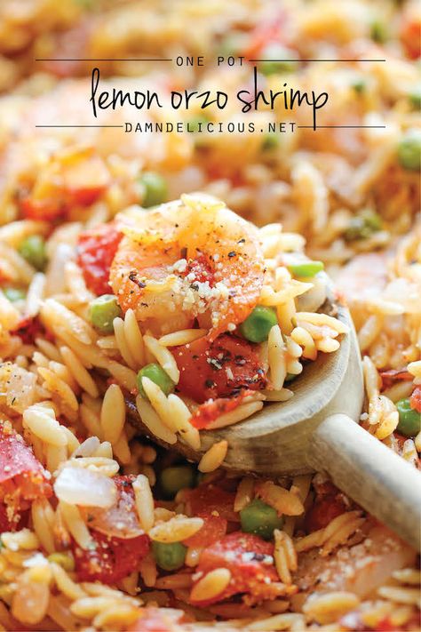 One Pot Lemon Orzo Shrimp - Damn Delicious Mango Wings, Orzo Shrimp, Shrink Belly, Shrimp Orzo, Spicy Pineapple, Lemon Orzo, Orzo Recipes, One Pot Meal, Easy One Pot Meals