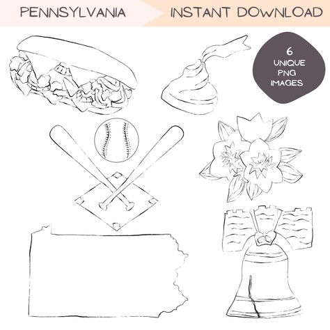 Illustration Simple, Art Bundle, Pennsylvania, Philadelphia, Design Projects, Line Art, Art Images, Etsy Gifts, Scrapbooking