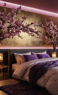 Bedroom Design Purple, Japanese Bedroom Aesthetic, Purple Cottage, Bedroom Organizer, Japanese Bedroom, Cozy Fall Bedroom, Aesthetic Purple, Bedroom Deco, Classy Decor