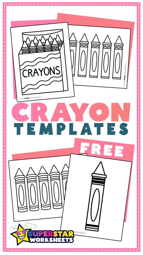 FREE Crayon Templates for children! We are now offering our NEW crayon template printables for students to color and cut out. Crayon templates feature designs of crayons in various shapes and sizes. #superstarworksheets #free #coloring #printables Crayon Template Free Printable, Free Coloring Printables, Crayon Template, Calendar Worksheets, 2025 Summer, Box Printable, Geography Worksheets, Coloring Printables, Homeschool Board