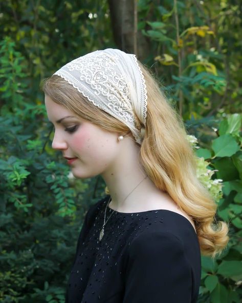 Head Coverings, Head Wrap Styles, Lily Chee, Chapel Veil, Lace Headband, Hair Cover, Lace Headbands, Tie Styles, Matte Lip