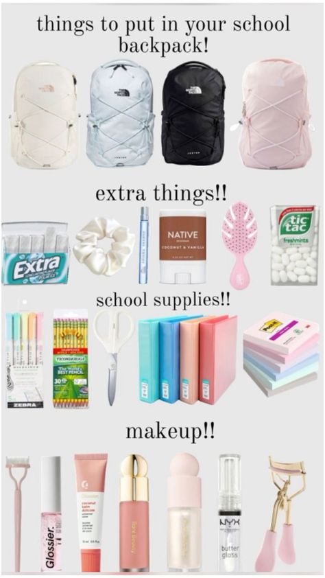 Highschool Bag Checklist, Essential School Bag, 7th Grade Must Haves, Stuff To Put In Your Backpack, Back Packing Essentials For School, Essential Bag School, Things To Take To School, Things To Put In Your Backpack, Pencil Cases Aesthetic