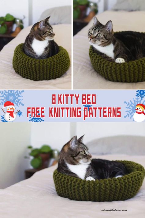 Cat Cave Knitting Pattern, Cat Bed Knitting Pattern Free, Bernat Knitting Patterns, Knit Cat Bed Pattern, Knitting Patterns For Cats, Knitted Cat Beds Free Pattern, Cat Bed Patterns Free, Knit Cat Bed Free Pattern, Knitted Cat Bed