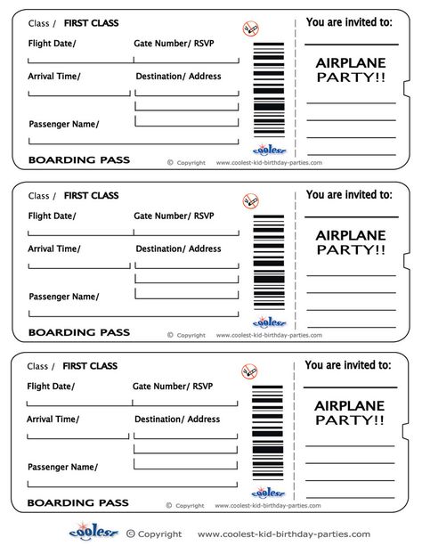 Printable Airplane Boarding Pass Invitations - Coolest Free Printables Template Tiket, Boarding Pass Invitation Template, Fake Plane Ticket, Movie Ticket Invitations, Airplane Invitation, Ticket Template Free, Airplane Ticket, Ticket Wedding Invitations, Boarding Pass Invitation