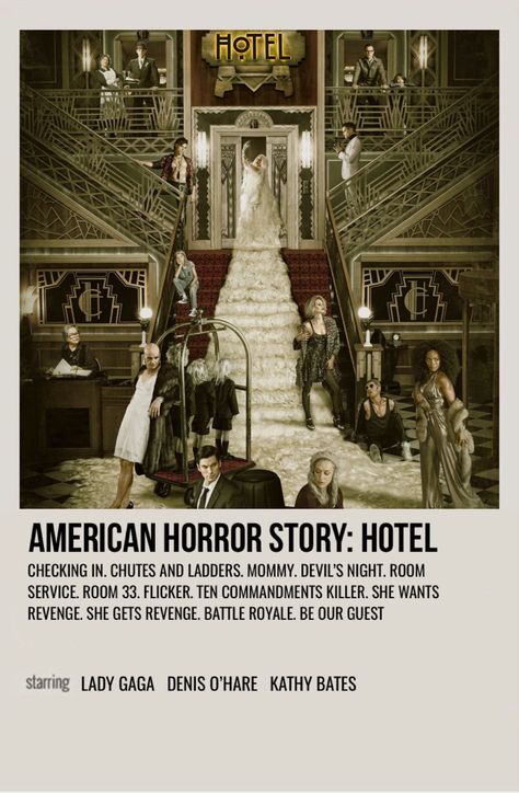 minimal polaroid season poster for hotel (american horror story) American Horror Story Hotel Poster, Minimalist Poster American Horror Story, American Horror Story Poster Vintage, American Horror Story Aesthetic Poster, American Horror Story Movie Poster, American Horror Story Polaroid Poster, Ahs Polaroid Poster, Ahs Hotel Poster, American Horror Story Poster