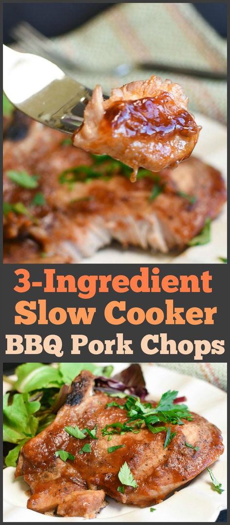 Slow Cooker BBQ Pork Chops - The Weary Chef Pork Slow Cooker Recipes Chops, Crockpot Porkchops Bbq, Pork Loin Chops Slow Cooker, Porch Chop Crockpot Recipes, Porkchops Dinner Ideas Crockpot, Crockpot Barbeque Pork Chops, Apricot Pork Chops Crock Pot, Crockpot Barbecue Pork Chops, Crockpot Bbq Pork Chops Boneless