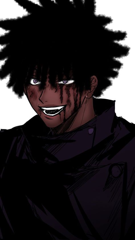 Black Color Anime, Black Dabi, Black Guy Art, Black Anime Men, Black Anime Characters Male, Black Anime Art, Black Gojo, Male Afro, Black Anime Oc