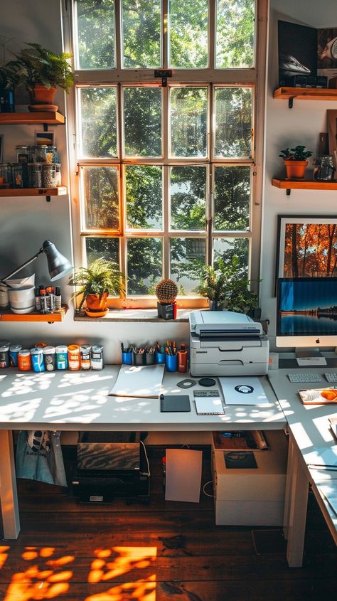 "Sunny #CreativeSpace: A sunlit #ArtStudio filled with #EssentialSupplies boasts an inspiring setup, perfect for #Crafting and #Creativity. #Studio #Sunlight #ArtisticInspirations #PaintingSupplies #Aiphoto #Stockcake ⬇️ #Download and 📝 #CreativePrompt 👉 https://stockcake.com/i/sunny-creative-space_1049909_932735" Tiny Home Art Studio, Art Administrator, Small Artist Studio, Dream Mapping, Art Desk Setup, Creative Workspace Inspiration, Artist Home Studio, Study Setup, Cabin Studio