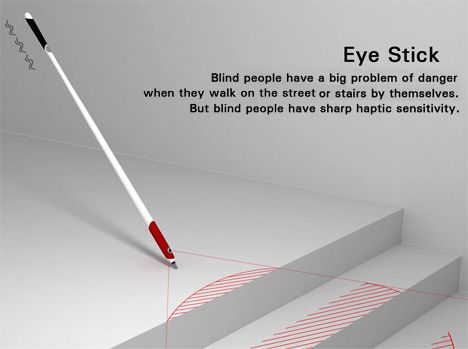 Eye Stick For The Blind by Wonjune Song Braille Activities, Luggage Scooter, Barrier Free Design, Accessible Design, Space Pen, Blinds Design, Vision Loss, Low Vision, Vision Problems