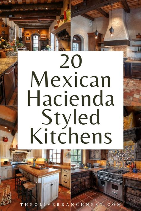 Transform your cooking space with the enchanting theme of Mexican Hacienda Kitchens. Our collection of decor ideas and designs, inspired by the vibrant culture of Mexico and the rustic charm of Spanish haciendas, will guide you in creating a kitchen that’s both functional and a feast for the eyes. Small Mexican Kitchen Ideas, Mexico Style Kitchen, Old Spanish Style Homes Kitchen, Mexican Rustic Kitchen, Hacienda Inspired Homes, Hacienda Kitchen Mexican, Modern Spanish Interior Design Kitchen, Mexican Inspired Dining Room, Mexican Casita Hacienda Style