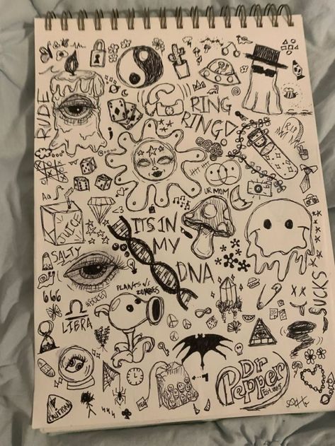 Pencil Art Ideas, Sketch Book Art, Pencil Art Love, Easy Graffiti Drawings, Notebook Sketches, Hand Doodles, Graffiti Doodles, Doodle Pages, Characters Inspiration Drawing