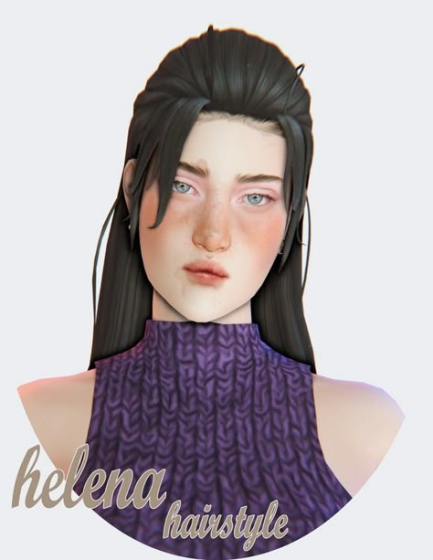 helena hair | praleska on Patreon Maxis Match Hair Patreon, Sims 4 Woman Hair Maxis Match, Sims 4 Cc Maxis Match Hair Female Bangs, Sims 4 Cc Maxis Match Hair Fringe, Sims 4 Clumsyalien Hair, Four One Direction, Pelo Sims, Sims 4 Mm Cc, Half Up Half Down Hair